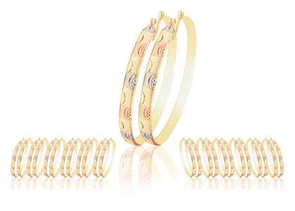 Three Tone Plated 6MM Bangle Earrings